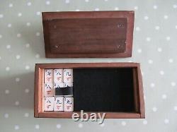 Vintage Bovine Bone / Bamboo Mah Jong Set Complete In A Wooden Box Mah Jongg