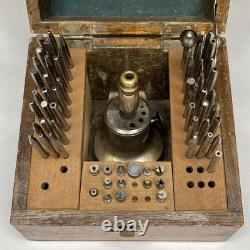 Vintage CKN Watch Maker Staking Tool Set Wooden Box Japan INCOMPLETE