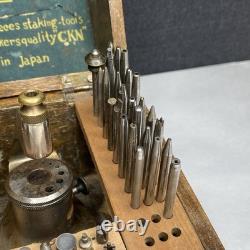 Vintage CKN Watch Maker Staking Tool Set Wooden Box Japan INCOMPLETE
