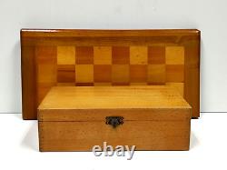 Vintage Carved Wooden Boxed Chess Set & Board