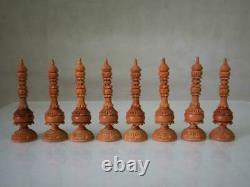 Vintage Chess Set Huge Indian Vizacapatam Wood K 9 And Box No Board