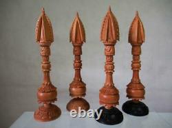 Vintage Chess Set Huge Indian Vizacapatam Wood K 9 And Box No Board