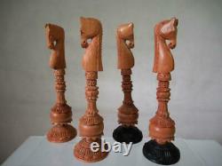 Vintage Chess Set Huge Indian Vizacapatam Wood K 9 And Box No Board