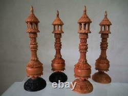 Vintage Chess Set Huge Indian Vizacapatam Wood K 9 And Box No Board