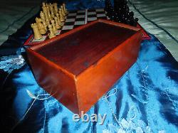 Vintage Chess Set Staunton Style With Wooden Box King 82mm weighted/felted