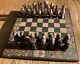 Vintage Chess Set With Wooden Box Board- Ceramic Playing Pieces- Aztec V Spain