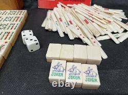 Vintage Chinese Mahjong Game Set In Wooden box Complete Appears Virtually Unused