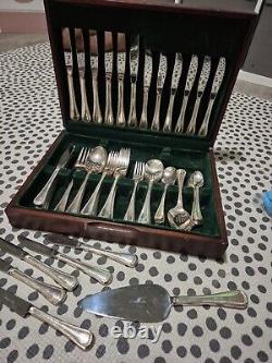 Vintage Community Cuttlery Set And Wooden Box 67 Items