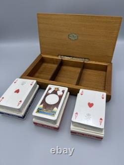 Vintage Dal Negro Playing Cards Set Wooden Box 3 New Decks Made in Italy