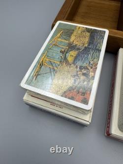 Vintage Dal Negro Playing Cards Set Wooden Box 3 New Decks Made in Italy