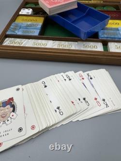 Vintage Dal Negro Poker Set Wooden Box Made in Italy Playing Cards & Chips