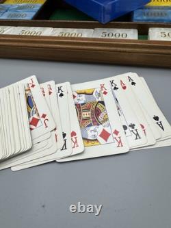 Vintage Dal Negro Poker Set Wooden Box Made in Italy Playing Cards & Chips