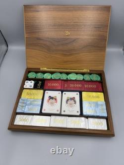 Vintage Dal Negro Poker Set Wooden Box Made in Italy Playing Cards & Chips