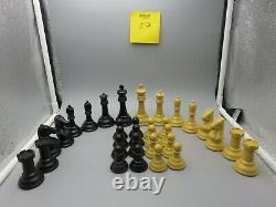 Vintage Drueke Simulated Wood Chess Pieces with Dovetail Box Weighted Set No. 35