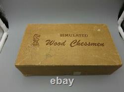 Vintage Drueke Simulated Wood Chess Pieces with Dovetail Box Weighted Set No. 35