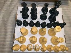 Vintage Drueke Simulated Wood Chess Pieces with Dovetail Box Weighted Set No. 36