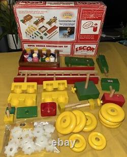 Vintage Escor Wooden Toys Fire Engine / Chara / Bus Construction Set Boxed