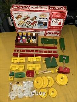 Vintage Escor Wooden Toys Fire Engine / Chara / Bus Construction Set Boxed