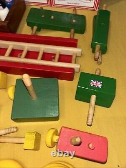 Vintage Escor Wooden Toys Fire Engine / Chara / Bus Construction Set Boxed