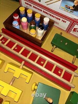 Vintage Escor Wooden Toys Fire Engine / Chara / Bus Construction Set Boxed