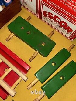 Vintage Escor Wooden Toys Fire Engine / Chara / Bus Construction Set Boxed