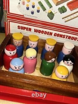 Vintage Escor Wooden Toys Fire Engine / Chara / Bus Construction Set Boxed