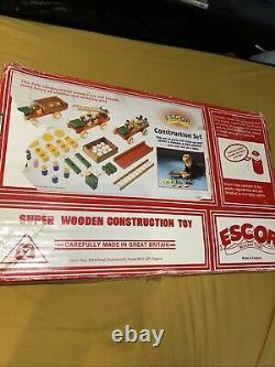 Vintage Escor Wooden Toys Fire Engine / Chara / Bus Construction Set Boxed