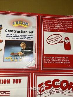 Vintage Escor Wooden Toys Fire Engine / Chara / Bus Construction Set Boxed