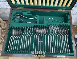 Vintage F C Richards 45pc 6-place Canteen of Cutlery Set in Original Wooden Box