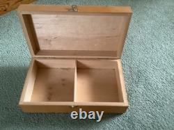 Vintage German wooden chess set, storage box, board and original booklet 1950