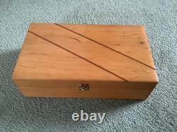 Vintage German wooden chess set, storage box, board and original booklet 1950