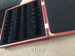 Vintage Glass Chess Set in Wooden Box with mirror Board Lid