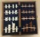 Vintage Hand Carved Bone Chinese Chess Set With Wooden Latched Box