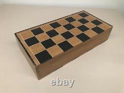 Vintage Hand Carved Bone Chinese Chess Set with Wooden Latched Box