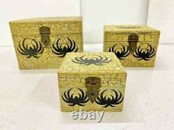 Vintage Handicraft Unique Wooden Cracking Painted Storage Box -Set Of 3