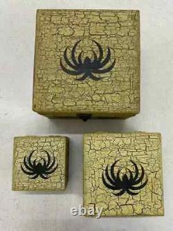 Vintage Handicraft Unique Wooden Cracking Painted Storage Box -Set Of 3