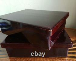 Vintage Heavy Wooden Box Set Retro Antiques Old House Collection