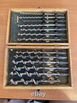 Vintage Irwin Set of 13 Drill Bits in Wooden Case Box