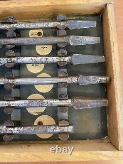 Vintage Irwin Set of 13 Drill Bits in Wooden Case Box