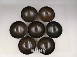 Vintage Japanese wooden Soup bowls NEGORO-ware set of 7 in wooden box