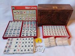 Vintage KTG Mah Jong Set Wooden Box 144 Bamboo Backed Tiles Book Mahjong Jongg 2