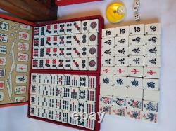 Vintage KTG Mah Jong Set Wooden Box 144 Bamboo Backed Tiles Book Mahjong Jongg 2