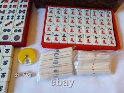 Vintage KTG Mah Jong Set Wooden Box 144 Bamboo Backed Tiles Book Mahjong Jongg 2