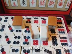 Vintage KTG Mah Jong Set Wooden Box 144 Bamboo Backed Tiles Book Mahjong Jongg 2