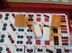 Vintage KTG Mah Jong Set Wooden Box 144 Bamboo Backed Tiles Book Mahjong Jongg 2