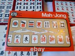 Vintage KTG Mah Jong Set Wooden Box 144 Bamboo Backed Tiles Book Mahjong Jongg 2