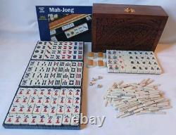 Vintage KTG Mah Jong Set Wooden Box 148 Bamboo Backed Tiles Book Mahjong Jongg