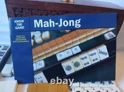 Vintage KTG Mah Jong Set Wooden Box 148 Bamboo Backed Tiles Book Mahjong Jongg