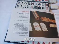 Vintage KTG Mah Jong Set Wooden Box 148 Bamboo Backed Tiles Book Mahjong Jongg