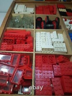 Vintage LEGO Town Plan 810-2 Continental 1960s Wooden Box Old Bricks Pieces Set